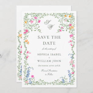 Save The Date Elégant Fleur sauvage d'aquarelle Meadow