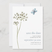 Save The Date Élégant Fleur sauvage de papillon QR Code Mariage (Devant)