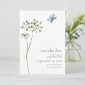 Save The Date Élégant Fleur sauvage de papillon QR Code Mariage (Debout devant)
