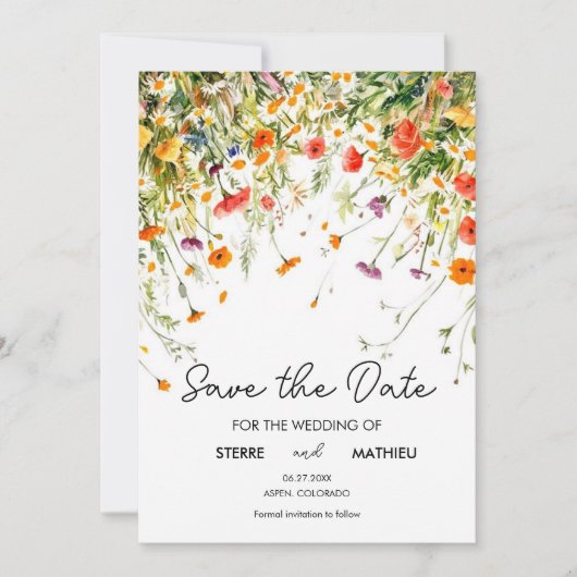 Save The Date Élégant Fleur sauvage de printemps (Devant)