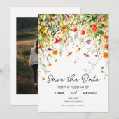Save The Date Élégant Fleur sauvage de printemps (Devant / Derrière)