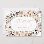Save The Date Élégant Fleur sauvage de script Automne QR Code Ma (Devant)