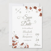 Save The Date Élégant Fleur sauvage en terre cuite Mariage (Devant)
