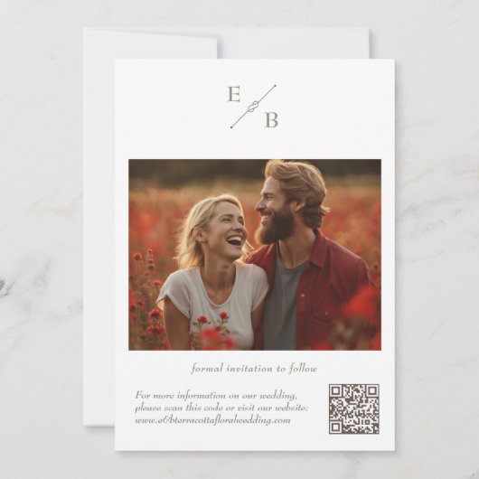 Save The Date Élégant Fleur sauvage en terre cuite Mariage photo (Dos)