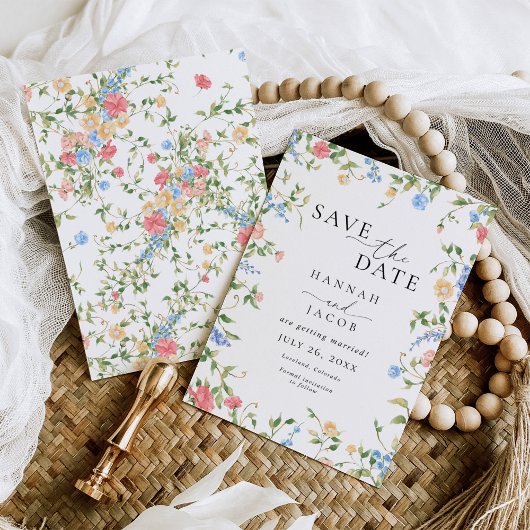 Save The Date Élégant Fleur sauvage Floral Mariage