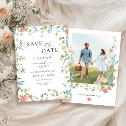 Save The Date Élégant Fleur sauvage Floral Photo Mariage