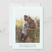 Save The Date Elégant Fleur sauvage Frame Mariage Photo Mint (Dos)