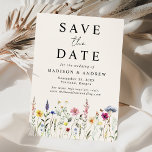 Save The Date Élégant Fleur sauvage Mariage crème pâté<br><div class="desc">Annoncez votre journée spéciale en beauté avec notre mariage Elegant Fleur sauvage Meadow, économisez la carte datation, un mélange étonnant de la beauté de la nature et de l'élégance intemporelle. Délicatement décoré de fleurs sauvages aquarelles et de feuillage luxuriant dans des tons enchanteurs de rose, jaune, violet, bleu et vert...</div>