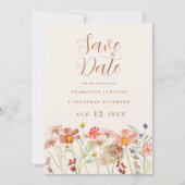 Save The Date Élégant Fleur sauvage Mariage Pré Enregistrer La D (Devant)