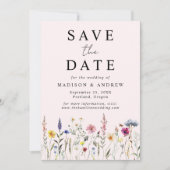 Save The Date Élégant Fleur sauvage Meadow Blush Pink Mariage (Devant)