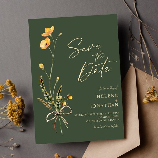 Save The Date Élégant Fleur sauvage moderne Rustique Mariage