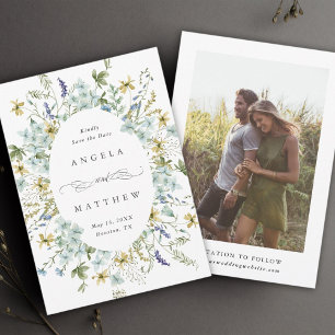 Save The Date Élégant Fleur sauvage Oval Frame Mariage Photo