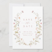 Save The Date Elégant Fleur sauvage rose Dusty Rustic Boho Maria (Devant)