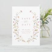 Save The Date Elégant Fleur sauvage rose Dusty Rustic Boho Maria (Debout devant)