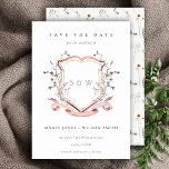 Save The Date Élégant Fleur sauvage rose Monogramme Aquarelle Cr<br><div class="desc">Collection d'aquarelle Pastel Fleur sauvage - c'est une élégante aquarelle Illustration de fleurs sauvages délicats d'aquarelle rose-blush avec une touche minimaliste moderne. Idéal pour vos mariages et fêtes florales modernes. Il est très facile de customiser, avec vos données personnelles. Si vous avez besoin d'un autre produit correspondant ou de la...</div>