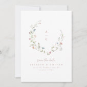 Save The Date Élégant Fleur sauvage Rustic Boho Mariage monogram (Devant)