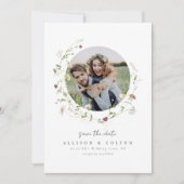 Save The Date Élégant Fleur sauvage Rustic Boho Mariage monogram (Devant)