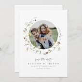 Save The Date Élégant Fleur sauvage Rustic Boho Mariage monogram (Devant / Derrière)