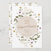 Save The Date Élégant Fleur sauvage séché Pampas Mariage Floral (Devant / Derrière)