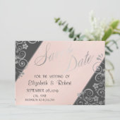 Save The Date Élégant Fleurs De Parties scintillant Argent Enreg (Debout devant)