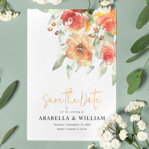 Save The Date Élégant floral aquarelle abricot