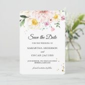 Save The Date Élégant floral aquarelle rose et jaune (Debout devant)