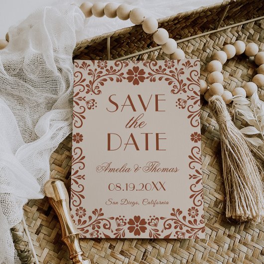 Save The Date Elegant Floral Beige Wedding 