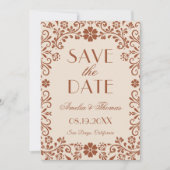 Save The Date Elegant Floral Beige Wedding  (Devant)