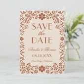 Save The Date Elegant Floral Beige Wedding  (Debout devant)