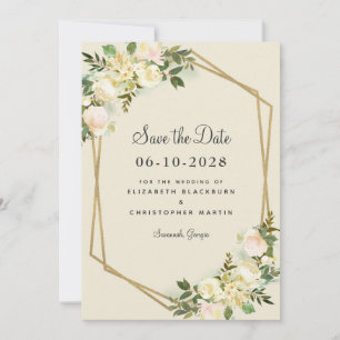 Save The Date Élégant Floral Chic Gold Mariage Rose