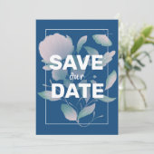 Save The Date Élégant floral classique bleu pourpre sans photo (Debout devant)