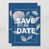 Save The Date Élégant floral classique bleu pourpre sans photo (Devant / Derrière)