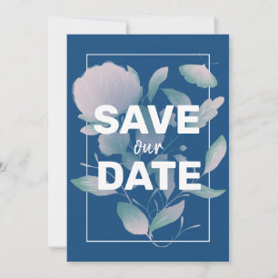 Save The Date Élégant floral classique bleu violet sans photo