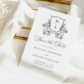 Save The Date Elegant Floral Crest Wedding