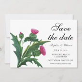 Save The Date Élégant floral de chardon écossais (Devant)