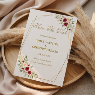 Save The Date Élégant floral doré