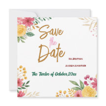 Élégant Floral double Nom enregistrer la date