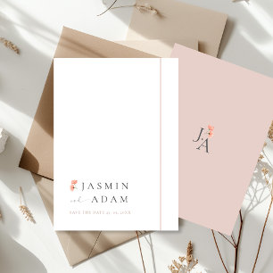 Save The Date Élégant Floral Minimaliste Rose