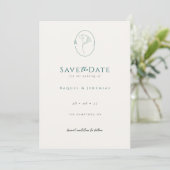 Save The Date Elegant Floral Monogram Emerald Wedding (Debout devant)