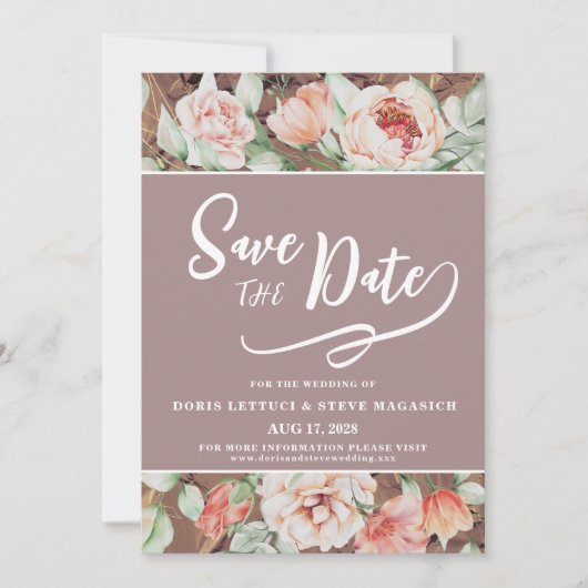 Save The Date Élégant floral romantique (Devant)