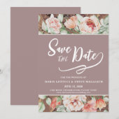 Save The Date Élégant floral romantique (Devant / Derrière)