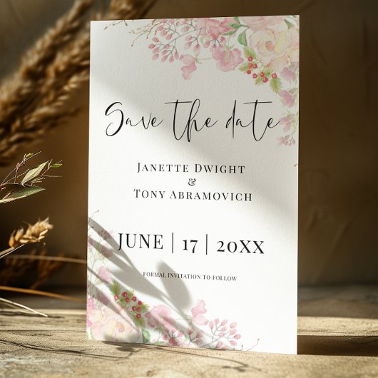 Save The Date Élégant floral rose