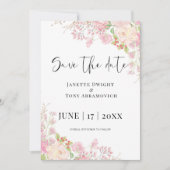 Save The Date Élégant floral rose (Devant)
