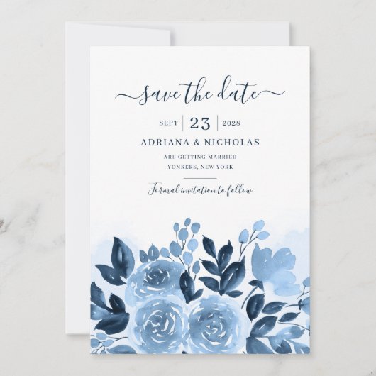Save The Date Élégant floral script aquarelle botanique mariage (Devant)