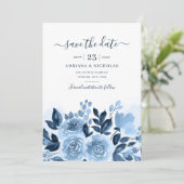 Save The Date Élégant floral script aquarelle botanique mariage (Debout devant)