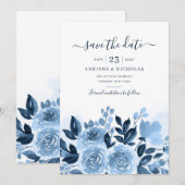 Save The Date Élégant floral script aquarelle botanique mariage (Devant / Derrière)
