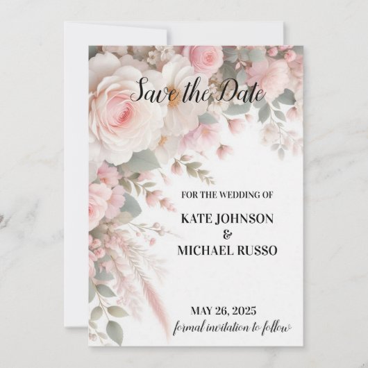 Save The Date Elegant Floral Wedding (Devant)