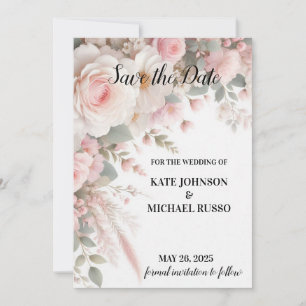 Save The Date Elegant Floral Wedding