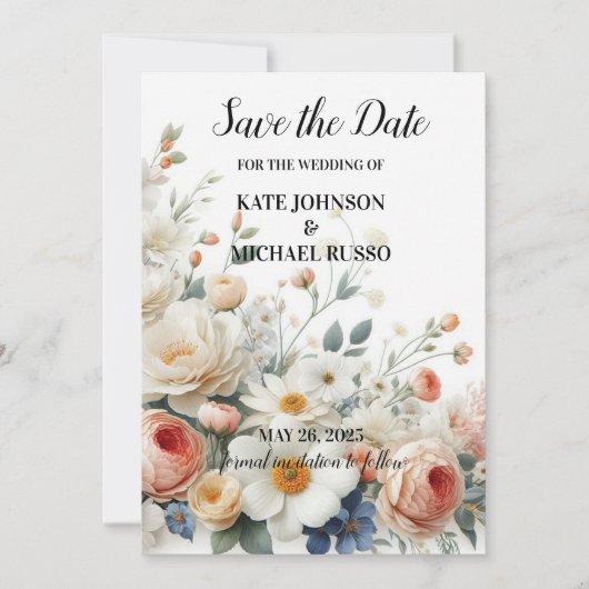 Save The Date Elegant Floral Wedding (Devant)