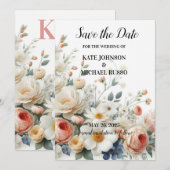 Save The Date Elegant Floral Wedding (Devant / Derrière)